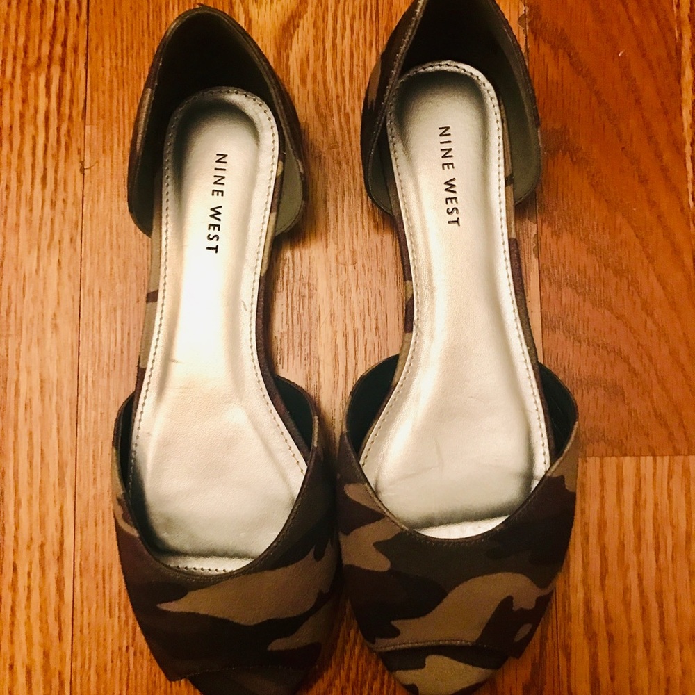 New Camo Peep Toe Flats